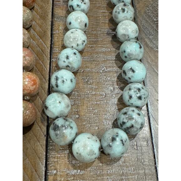 Lot of 2 Necklaces: Multi-Color Agate Lotus Jasper - Picture 3 of 8